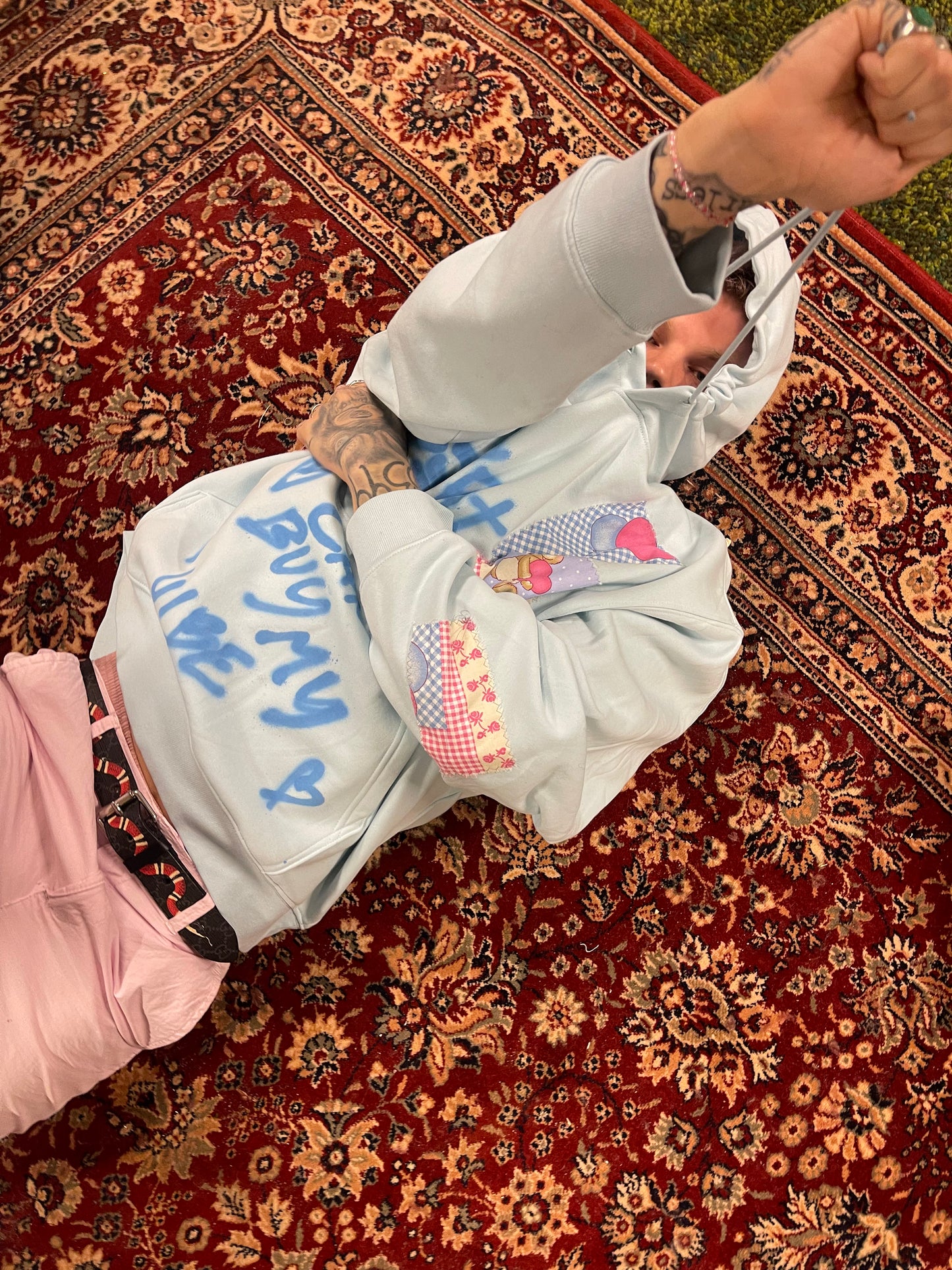 1/1 BLUE TEDDY PATCH HOODIE