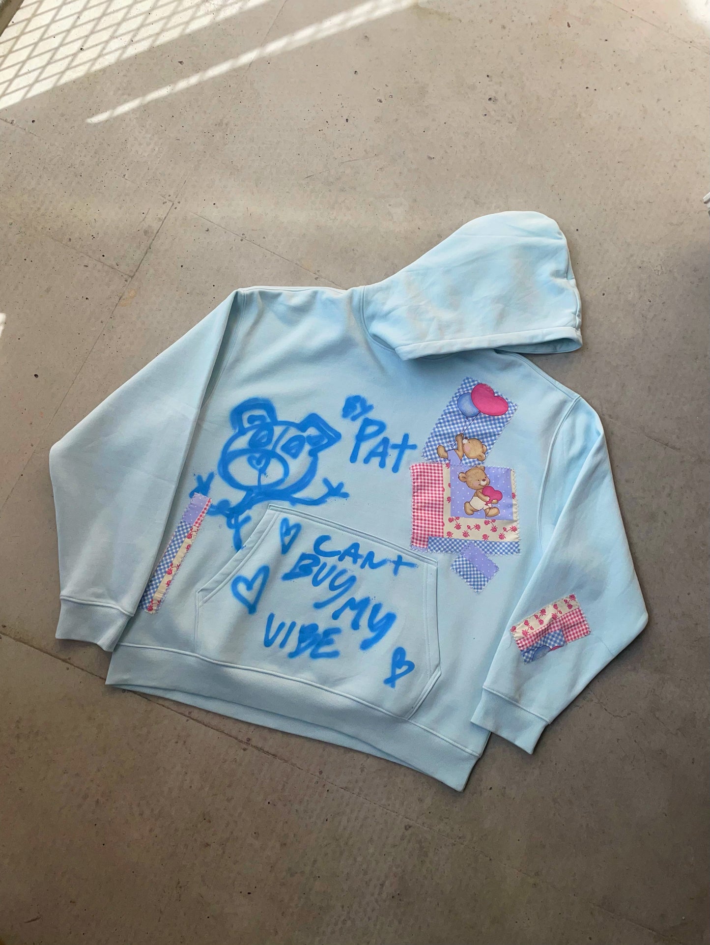 1/1 BLUE TEDDY PATCH HOODIE