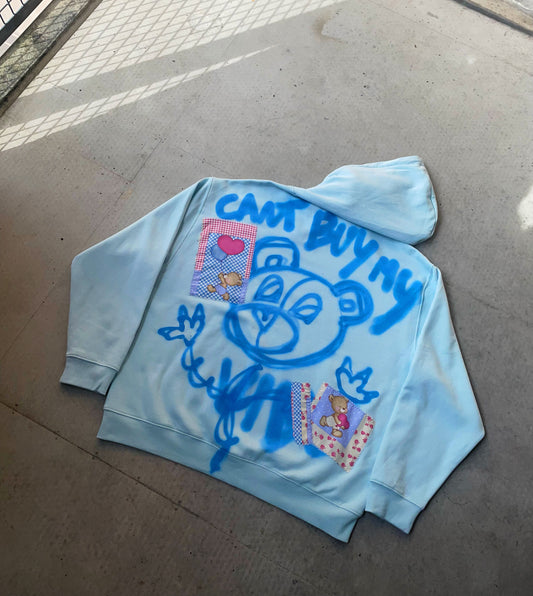 1/1 BLUE TEDDY PATCH HOODIE