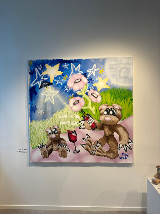«Do you wanna drink wine in the moonlight» Original 150x150cm