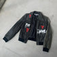 1/1 «Cant buy my vibe» vintage leather jacket