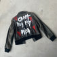 1/1 «Cant buy my vibe» vintage leather jacket